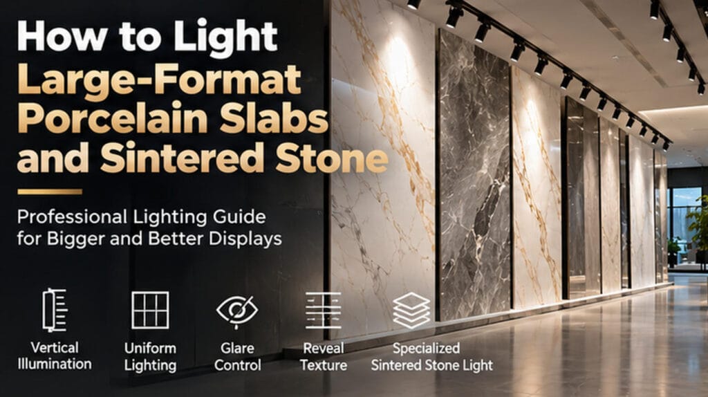 large format porcelain slab lighting