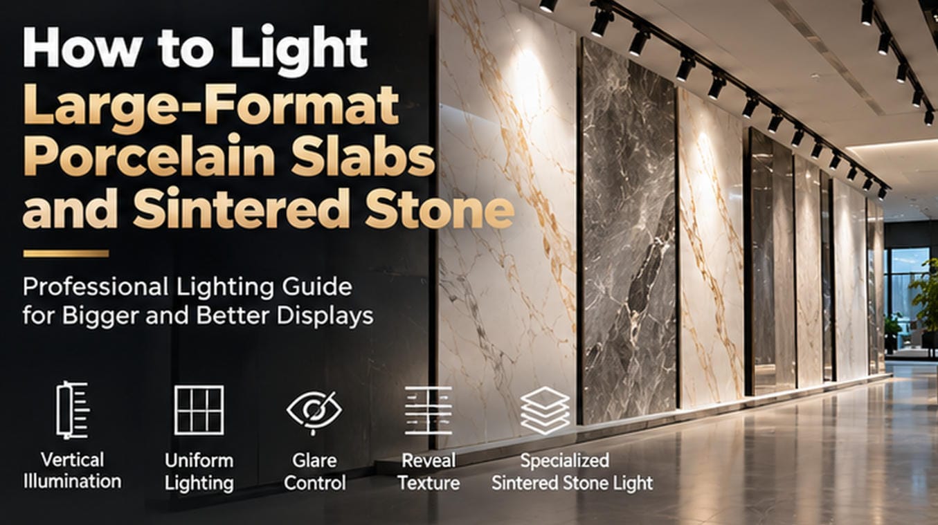iluminación para losas de porcelanato de gran formato